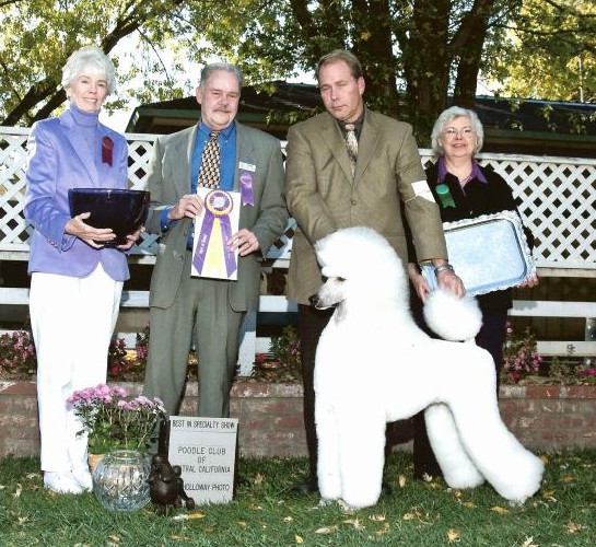 Max finished his puppy career winning BISS under well respected breeder judge 
<br>Chuck Arnold . Quite a win for such a young boy. He has brought to us a lot of joy with 
<br>his impressive resume. Max is now at home growing up.